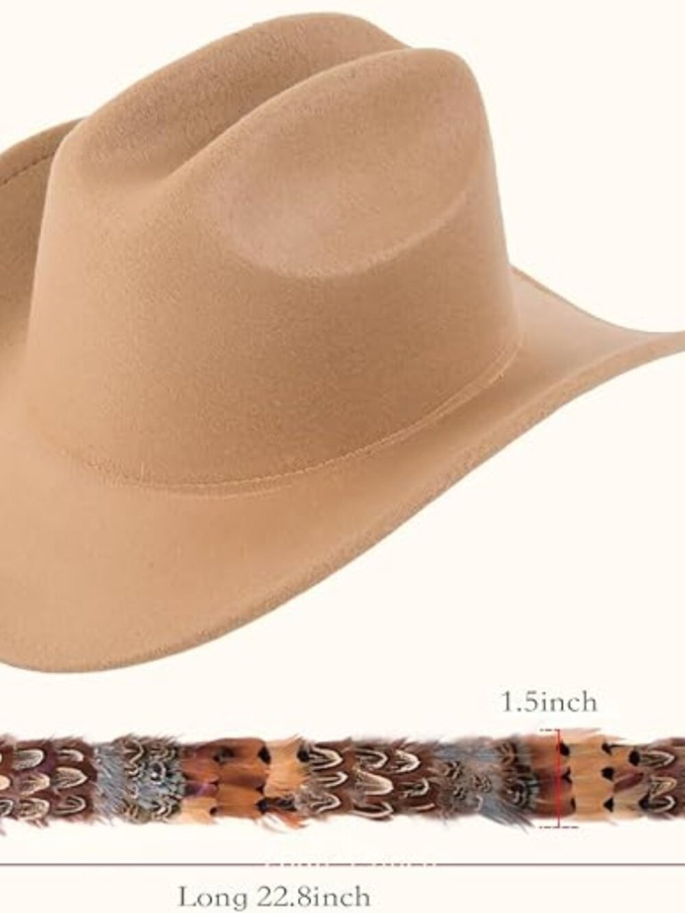Feather Cowboy Western Hat Band - Picture 2 of 6